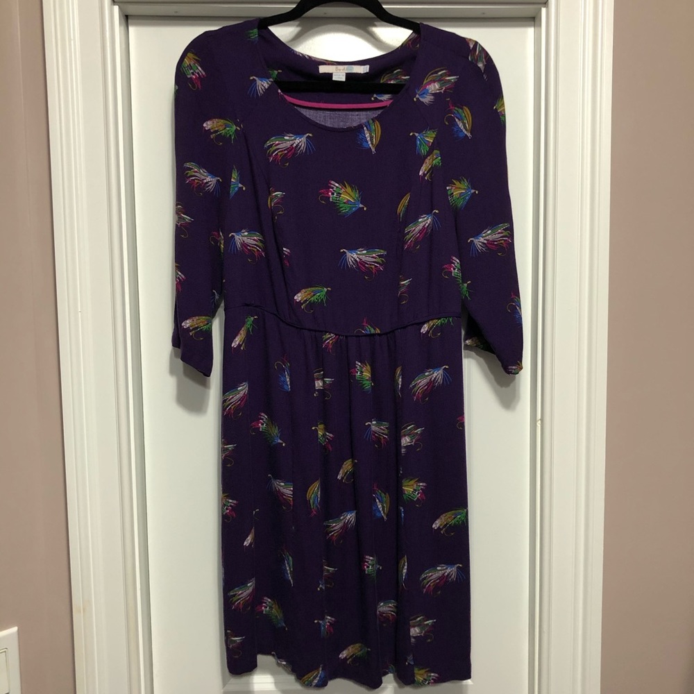 Purple Fly Fishing Print Dress